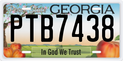 GA license plate PTB7438