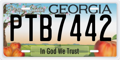 GA license plate PTB7442