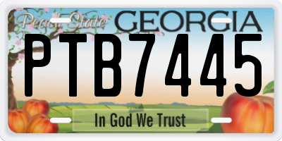GA license plate PTB7445
