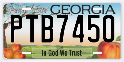 GA license plate PTB7450