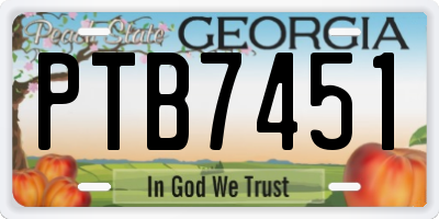 GA license plate PTB7451