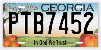 GA license plate PTB7452