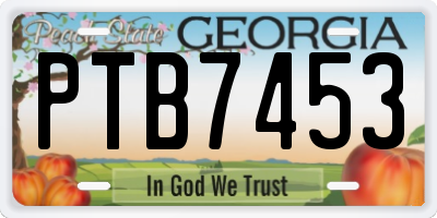 GA license plate PTB7453