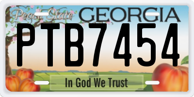 GA license plate PTB7454