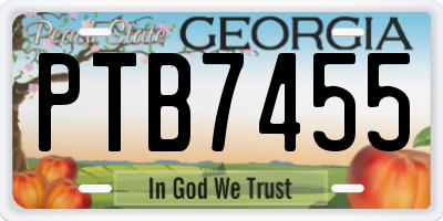 GA license plate PTB7455