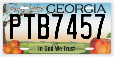 GA license plate PTB7457