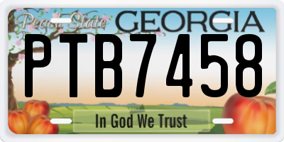 GA license plate PTB7458