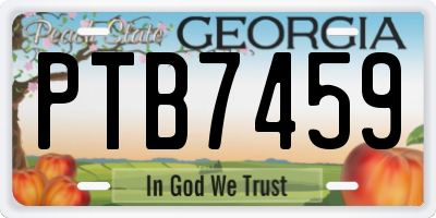 GA license plate PTB7459
