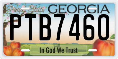GA license plate PTB7460