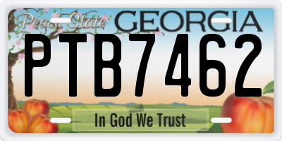 GA license plate PTB7462