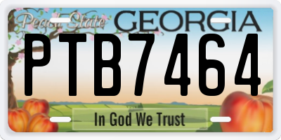 GA license plate PTB7464