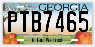 GA license plate PTB7465