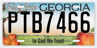 GA license plate PTB7466