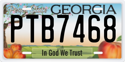 GA license plate PTB7468