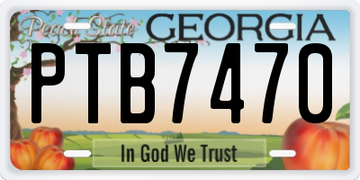 GA license plate PTB7470