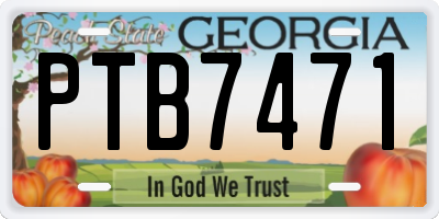 GA license plate PTB7471