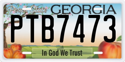 GA license plate PTB7473