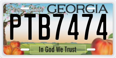 GA license plate PTB7474