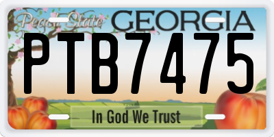 GA license plate PTB7475