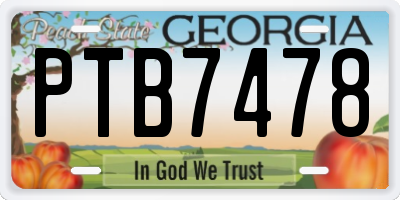 GA license plate PTB7478