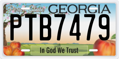 GA license plate PTB7479