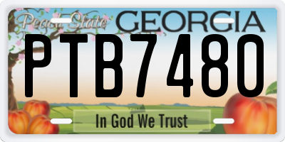 GA license plate PTB7480