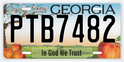 GA license plate PTB7482