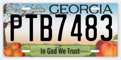 GA license plate PTB7483
