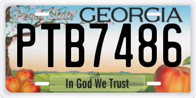 GA license plate PTB7486