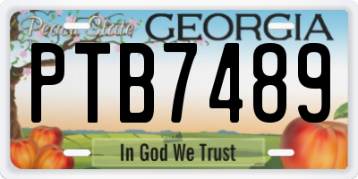 GA license plate PTB7489