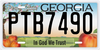 GA license plate PTB7490