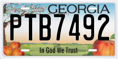 GA license plate PTB7492