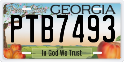 GA license plate PTB7493