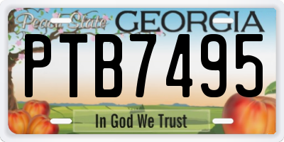 GA license plate PTB7495