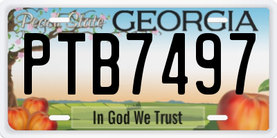 GA license plate PTB7497