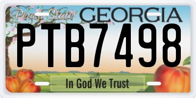 GA license plate PTB7498