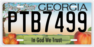 GA license plate PTB7499