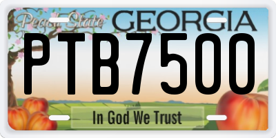GA license plate PTB7500