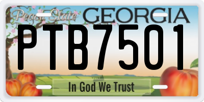 GA license plate PTB7501
