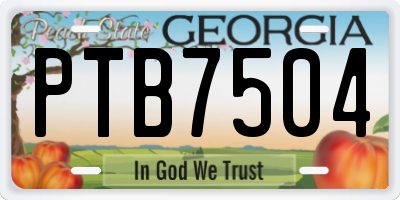 GA license plate PTB7504