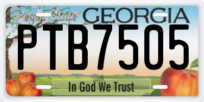 GA license plate PTB7505