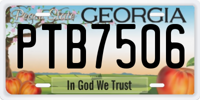 GA license plate PTB7506