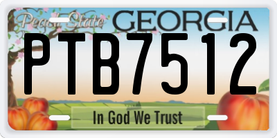GA license plate PTB7512