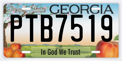 GA license plate PTB7519