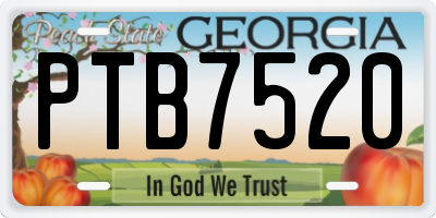 GA license plate PTB7520