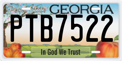 GA license plate PTB7522