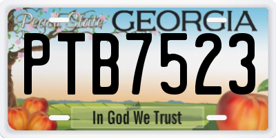 GA license plate PTB7523
