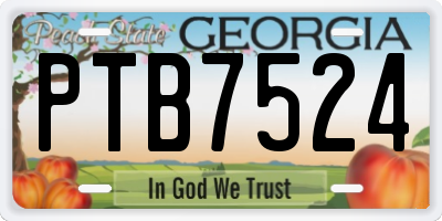 GA license plate PTB7524