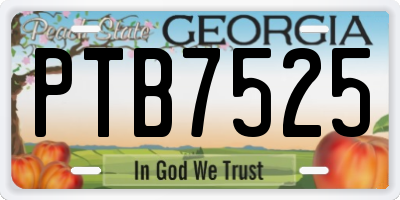 GA license plate PTB7525