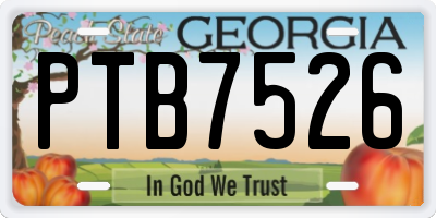 GA license plate PTB7526